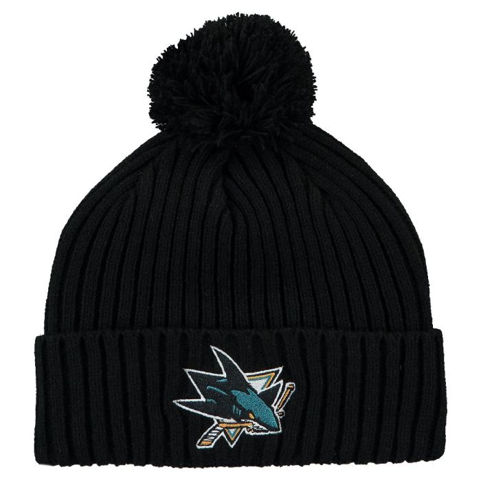 Fanatics Core Beanie w/Pom Knit San Jose Sharks Zwart OS